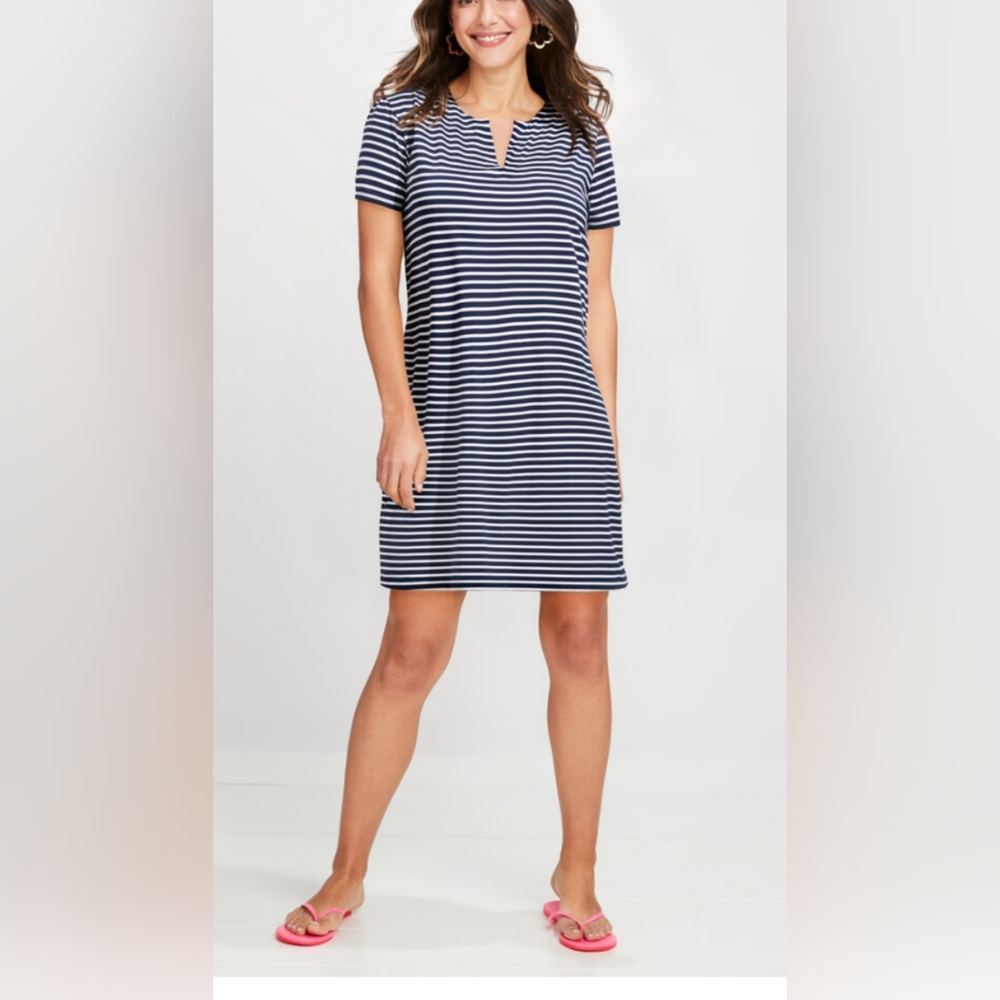 Vineyard Vines Sankaty Tunic Dress - Navy Blue & White Stripes Size Small
